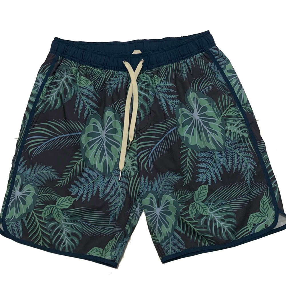 L / Fair Harbor Tropical Leaf Print Swim Shorts